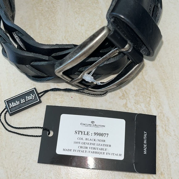 Italian Leather Black Braided Belt 36” - Picture 5 of 7